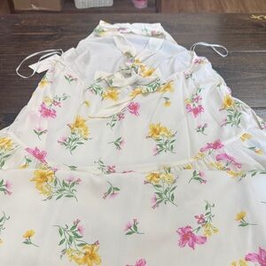 a new day White Backless tie neck Floral Dress with Pink and Yellow Flowers